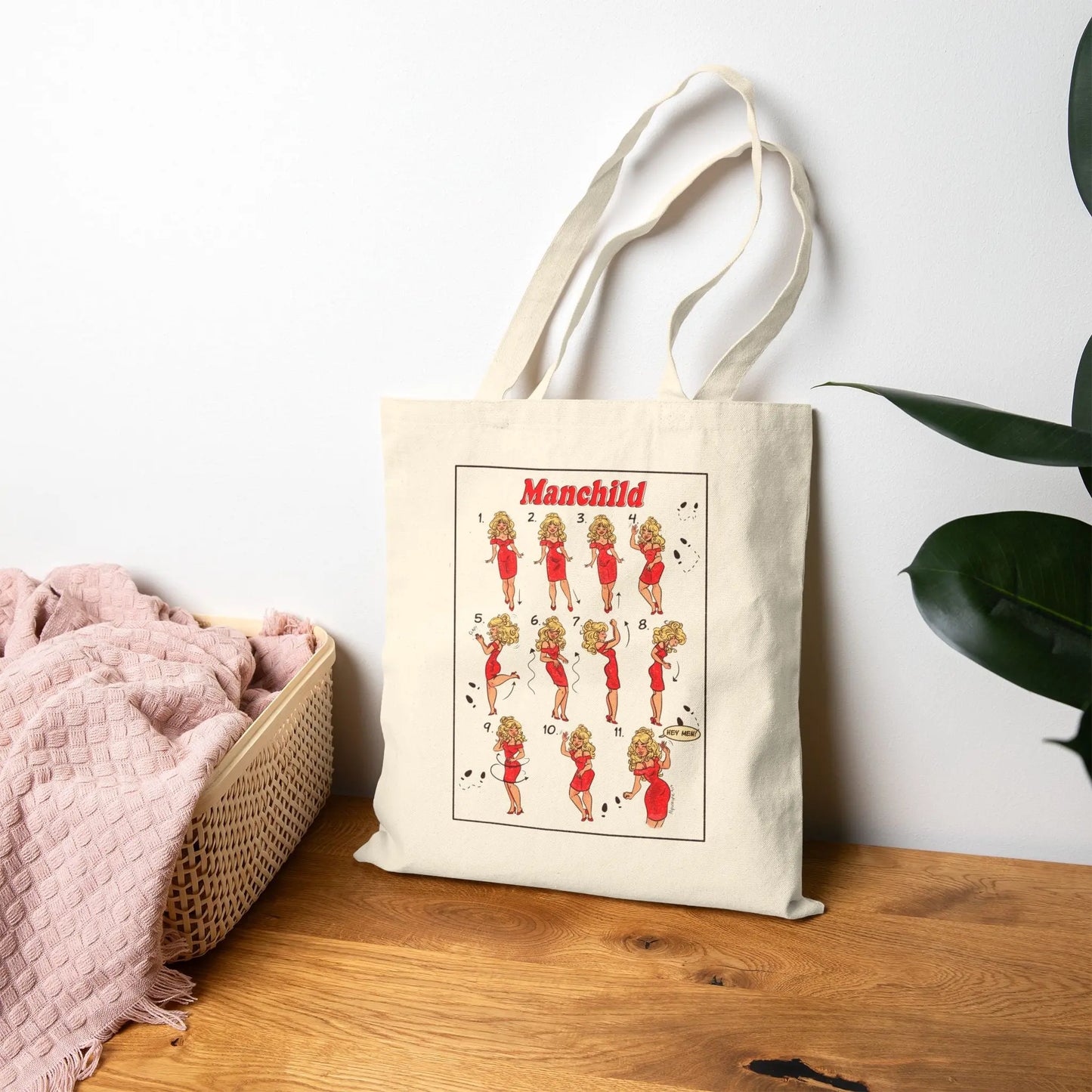 Manchild Vintage-Inspired Canvas Tote Bag Alpacalypse Art