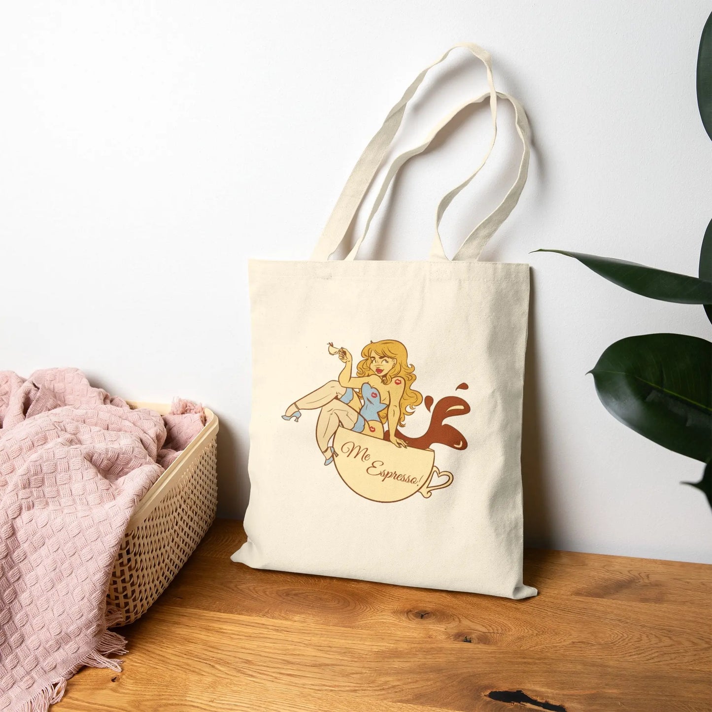Esspresso Vintage-Inspired Canvas Tote Bag Alpacalypse Art