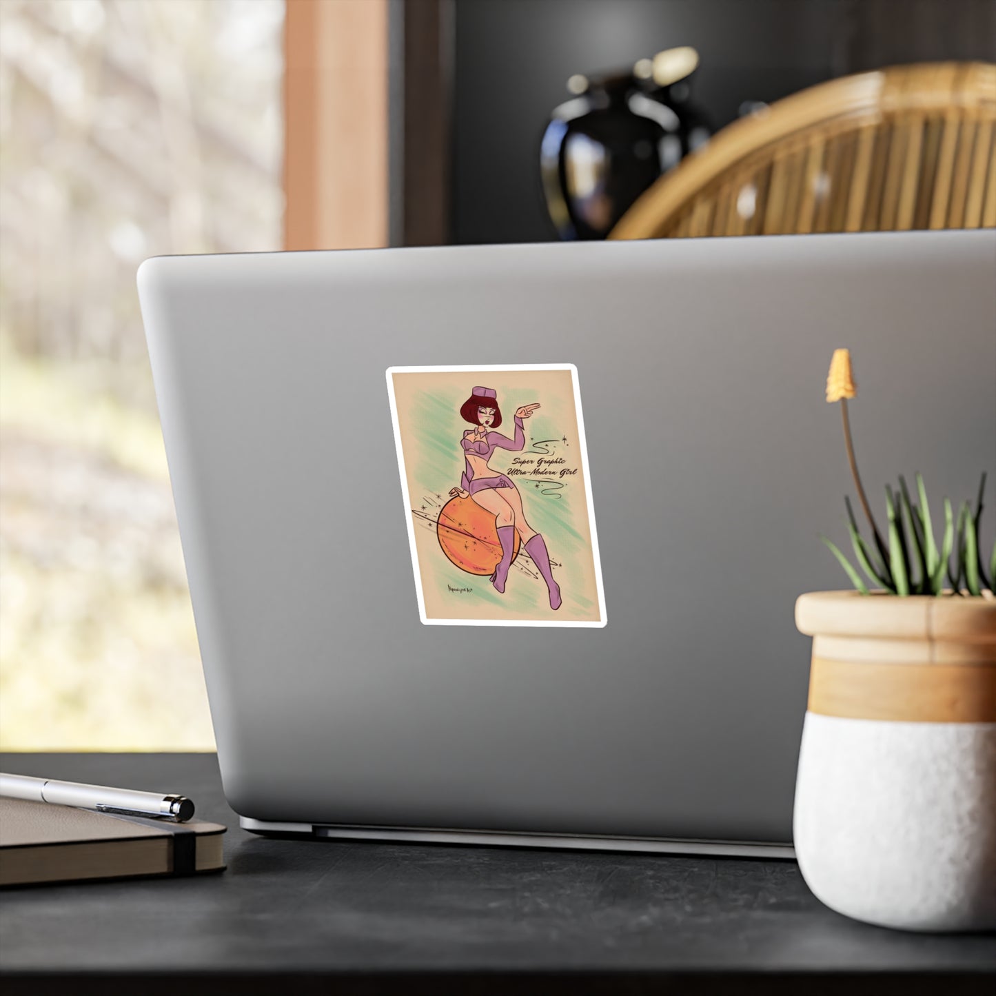 Super Graphic Ultra-Modern Girl Daisy Chain Festival Vinyl Kiss-Cut Sticker Printify