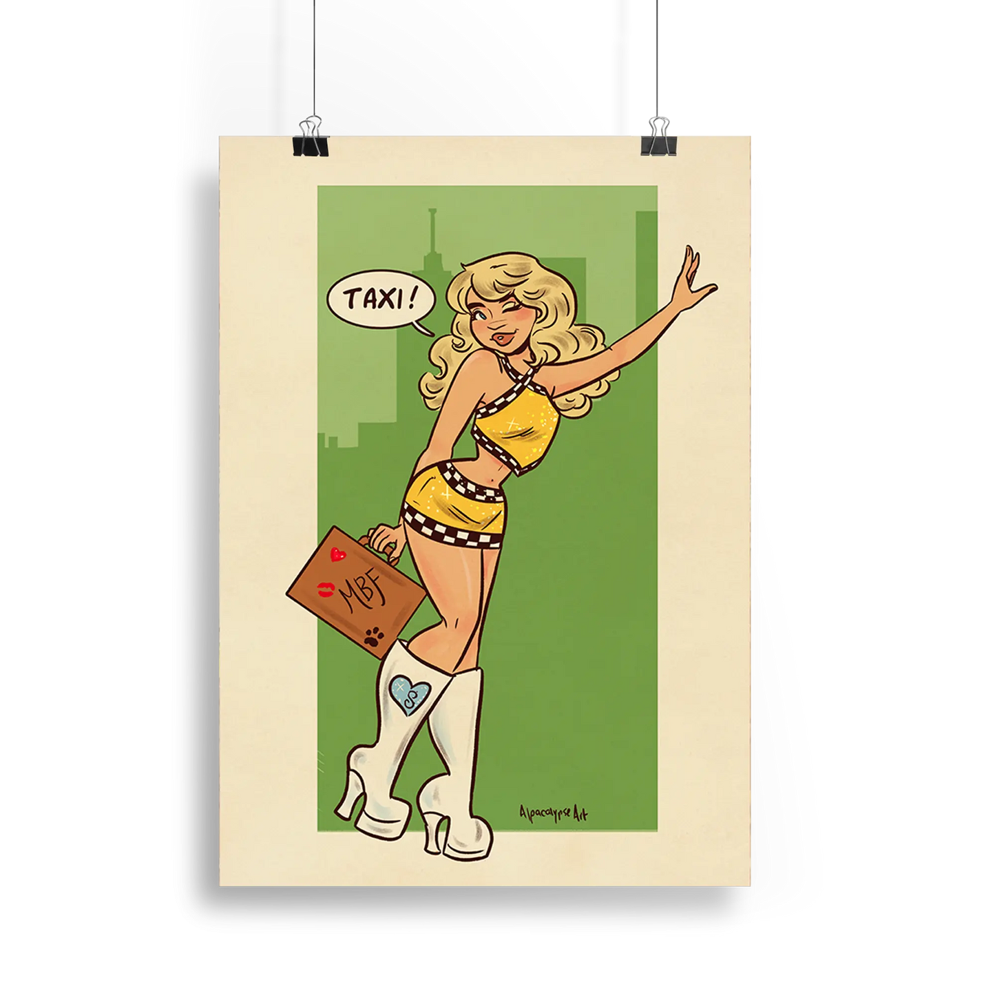 Sabrina Taxi Print Alpacalypse Art