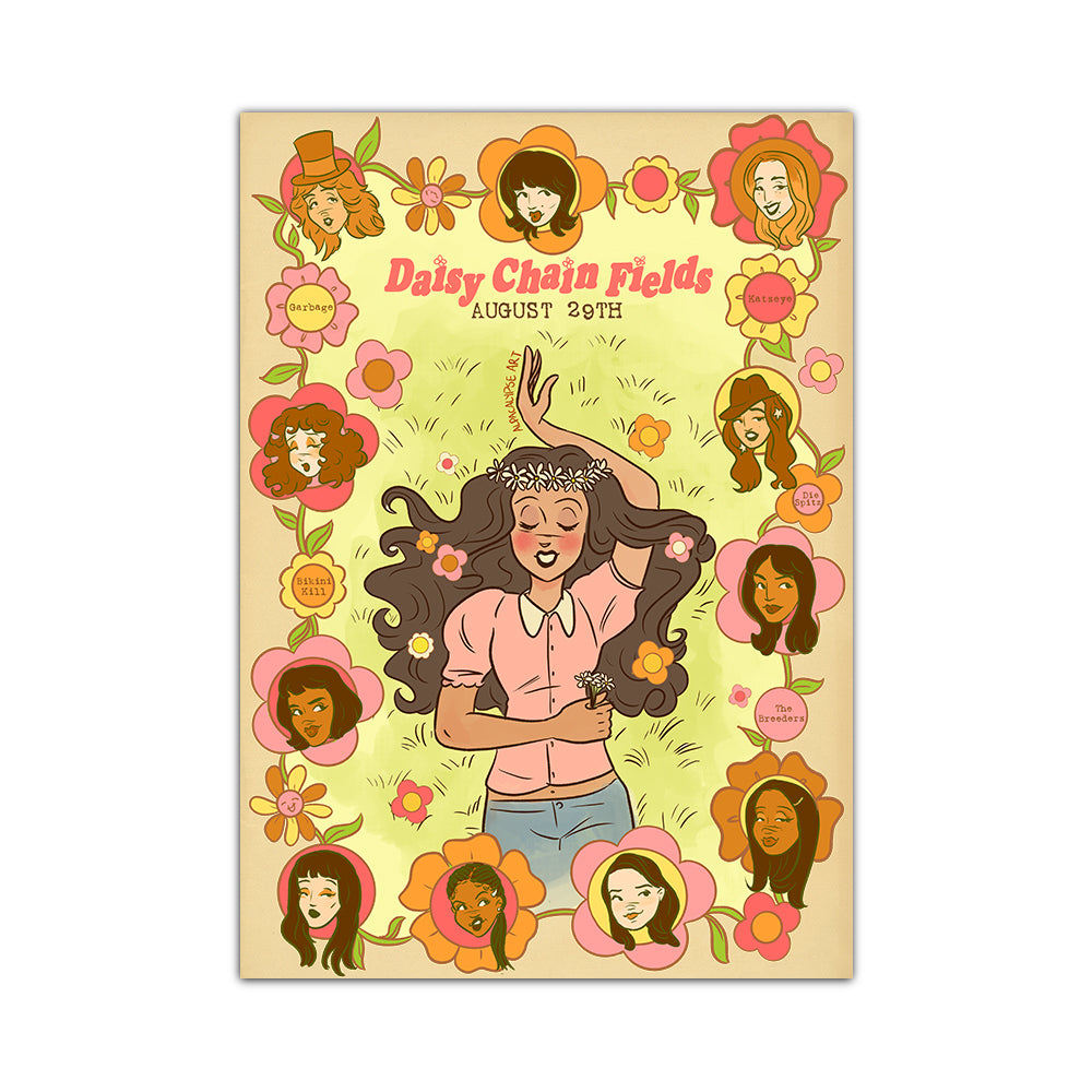 Daisy Chain Fields Poster Print Alpacalypse Art