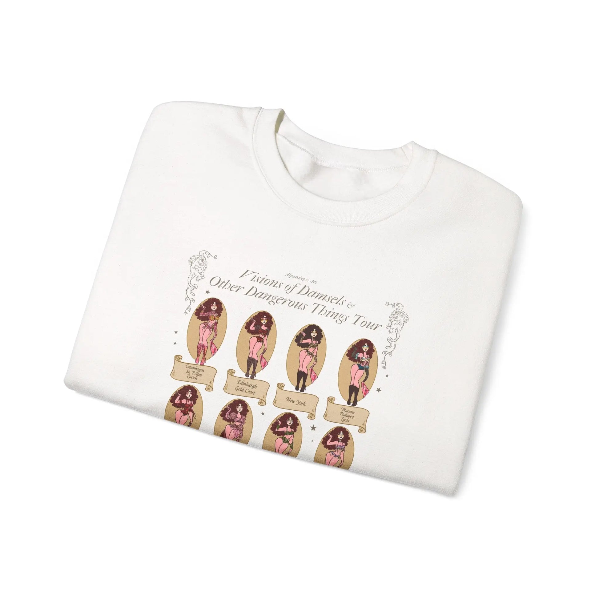 Visions of Damsels & Other Dangerous Things Tour Print Sweatshirt Alpacalypse Art