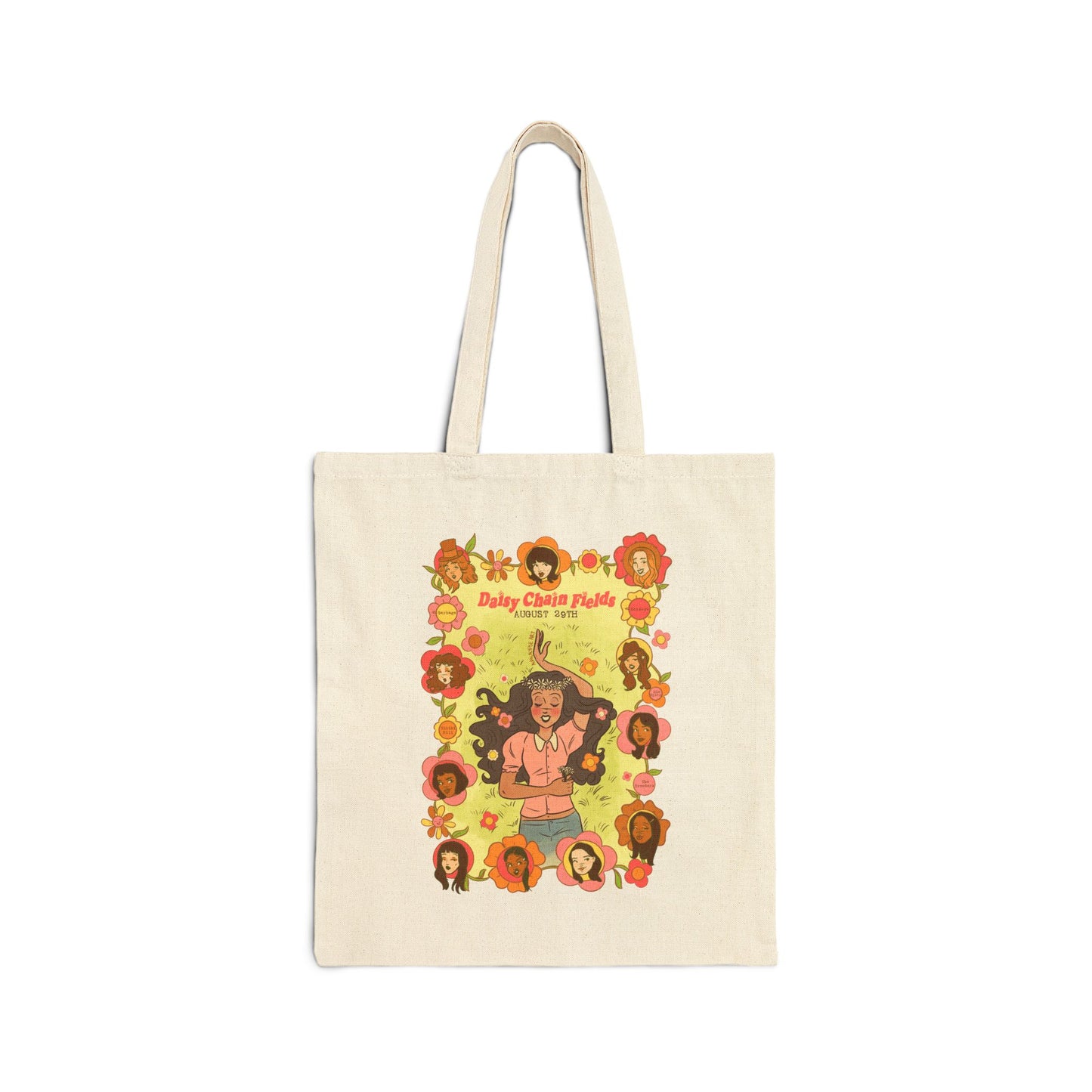 Daisy Chain Festival Eco-Friendly Tote Bag, Retro Bag Printify