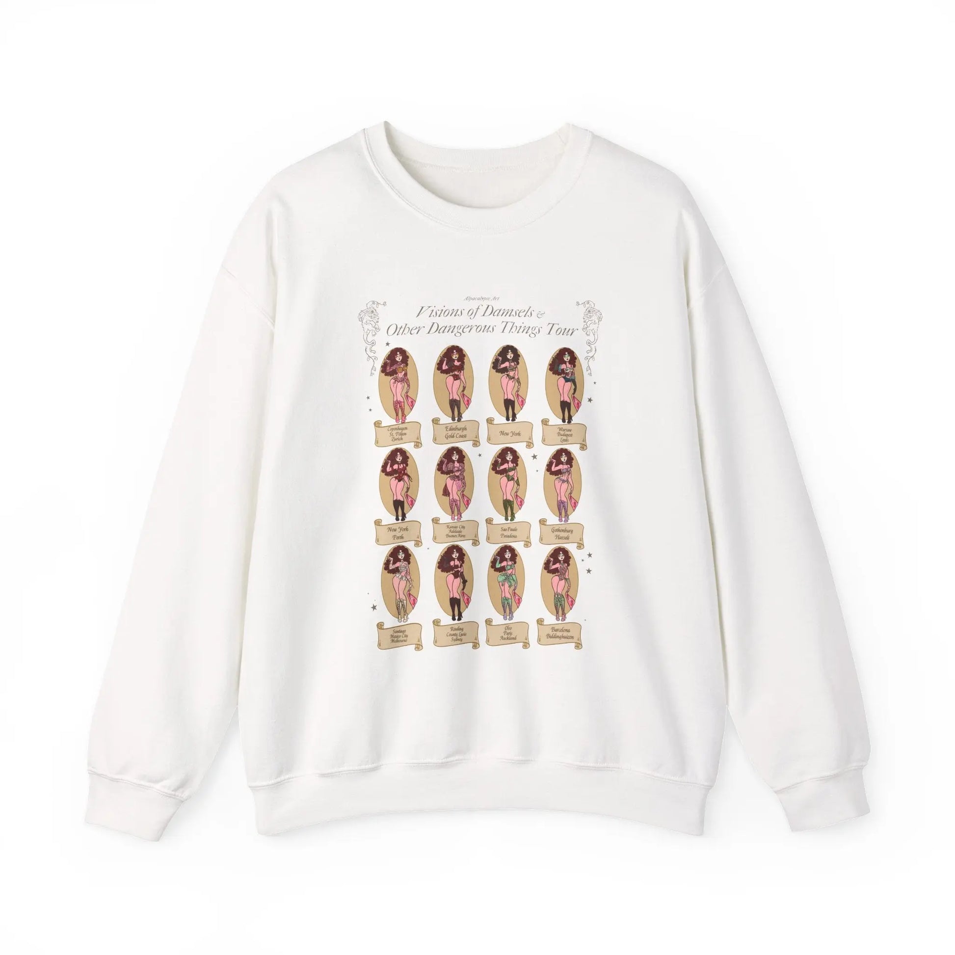 Visions of Damsels & Other Dangerous Things Tour Print Sweatshirt Alpacalypse Art