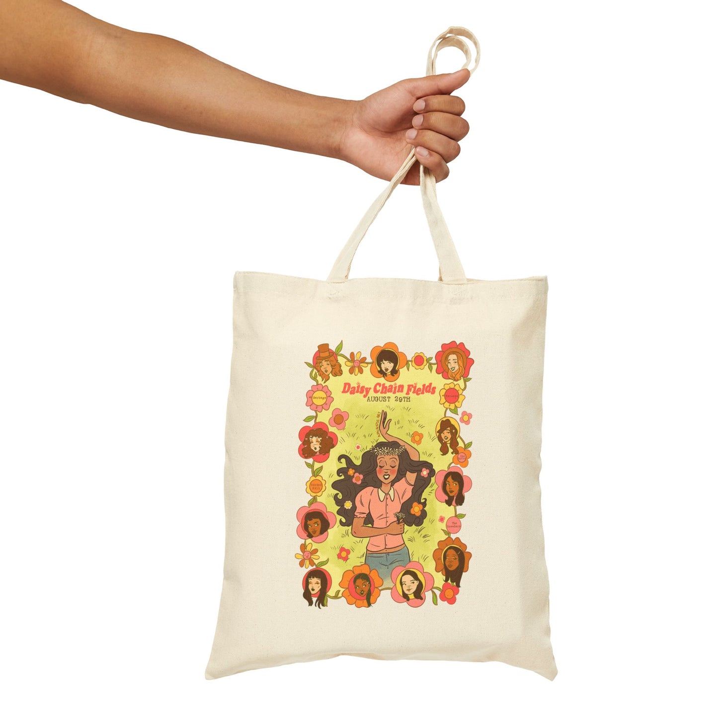Daisy Chain Festival Eco-Friendly Tote Bag, Retro Bag Printify