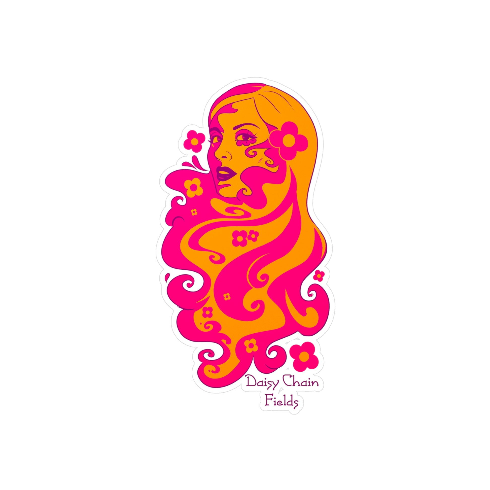 Daisy Chain Retro Festival Vinyl Kiss-Cut Sticker Printify
