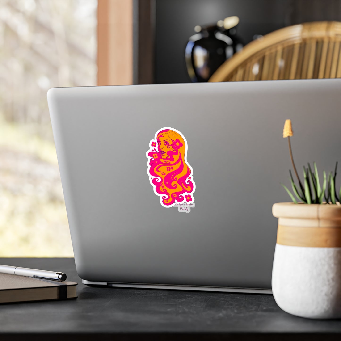 Daisy Chain Retro Festival Vinyl Kiss-Cut Sticker Printify