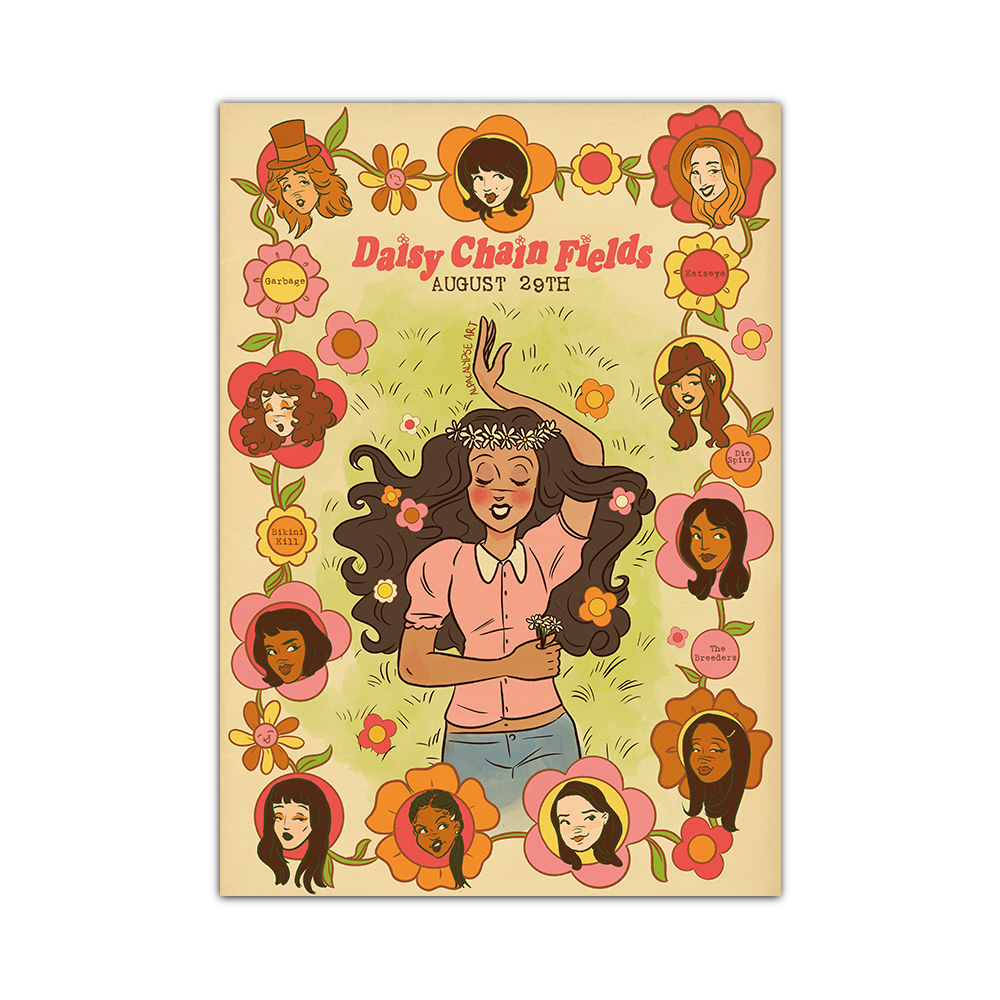 Daisy Chain Fields Poster Print Alpacalypse Art