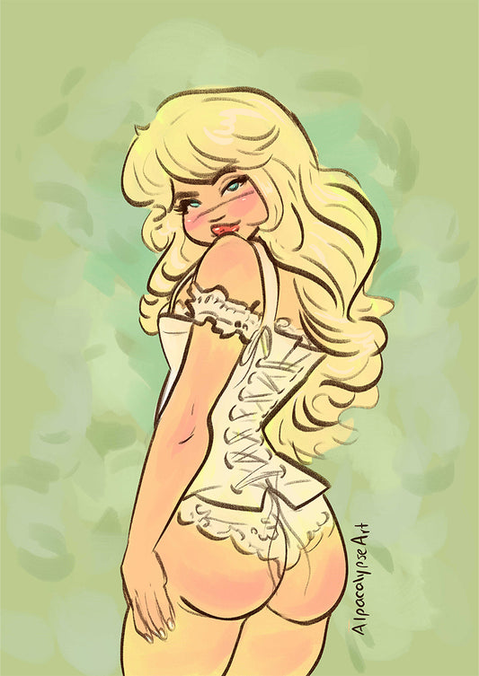 Sabrina Carpenter Pin Up Peach Art Print Alpacalypse Art