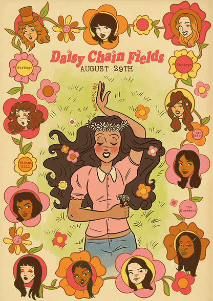 Daisy Chain Fields Poster Print Alpacalypse Art