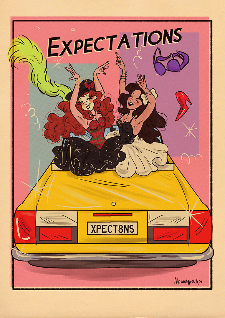 Expectations – Olivia Rodrigo & Chappell Roan art print by Alpacalypse Art