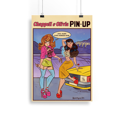 Expectations Pin-Up – Olivia Rodrigo & Chappell Roan art print by Alpacalypse Art