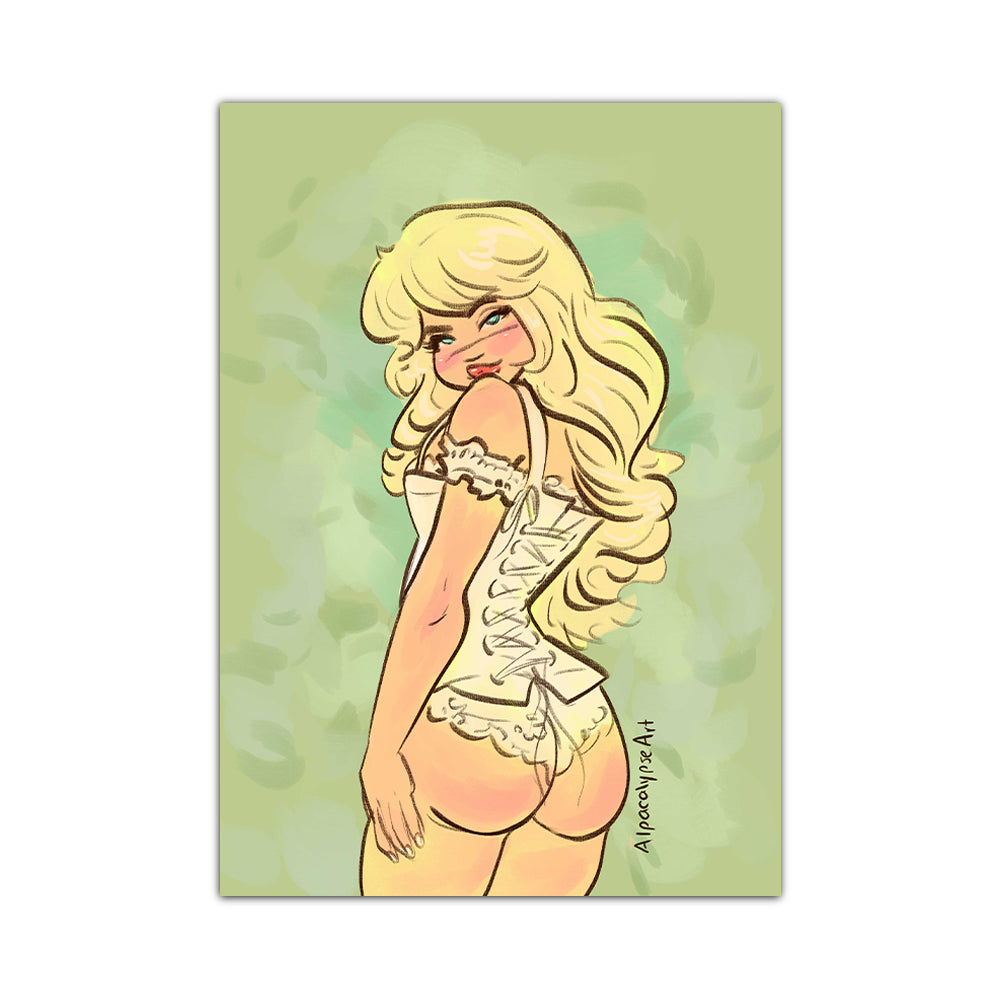 Sabrina Carpenter Pin Up Peach Art Print Alpacalypse Art