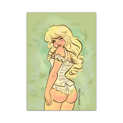 Sabrina Carpenter Pin Up Peach Art Print Alpacalypse Art