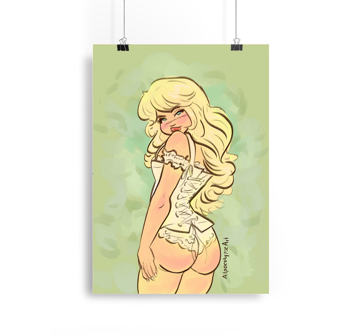 Sabrina Carpenter Pin Up Peach Art Print Alpacalypse Art