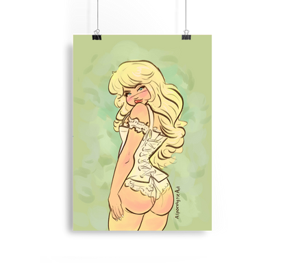 Sabrina Carpenter Pin Up Peach Art Print Alpacalypse Art